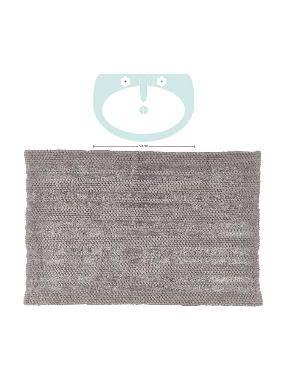 Alfombrilla de baño texturizada Nea, 65% chenilla, 35% algodón, Gris, An 80 x L 120 cm