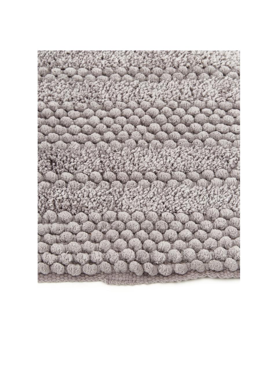 Tappeto bagno con struttura a rilievo Nea, 65% ciniglia, 35% cotone, Grigio, Larg. 80 x Lung. 120 cm