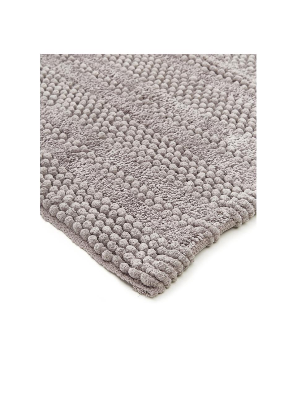 Badvorleger Nea in Hellgrau mit Hoch-Tief-Struktur, 65% Chenille, 35% Baumwolle, Grau, 80 x 120 cm