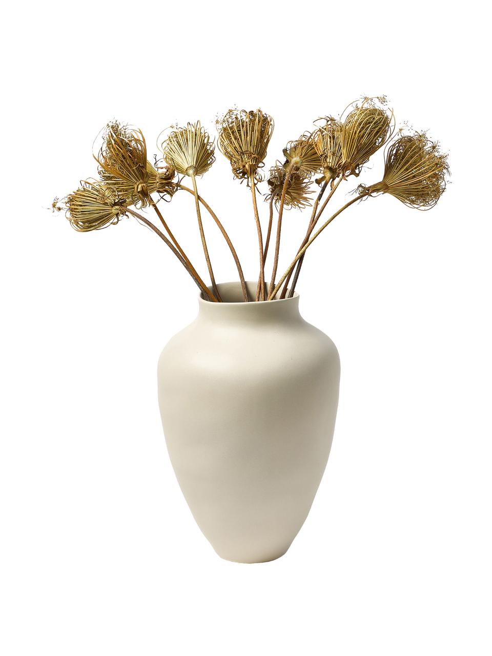Handgefertigte Vase Latona, Steingut, Cremeweiss, matt, Ø 27 x H 41 cm