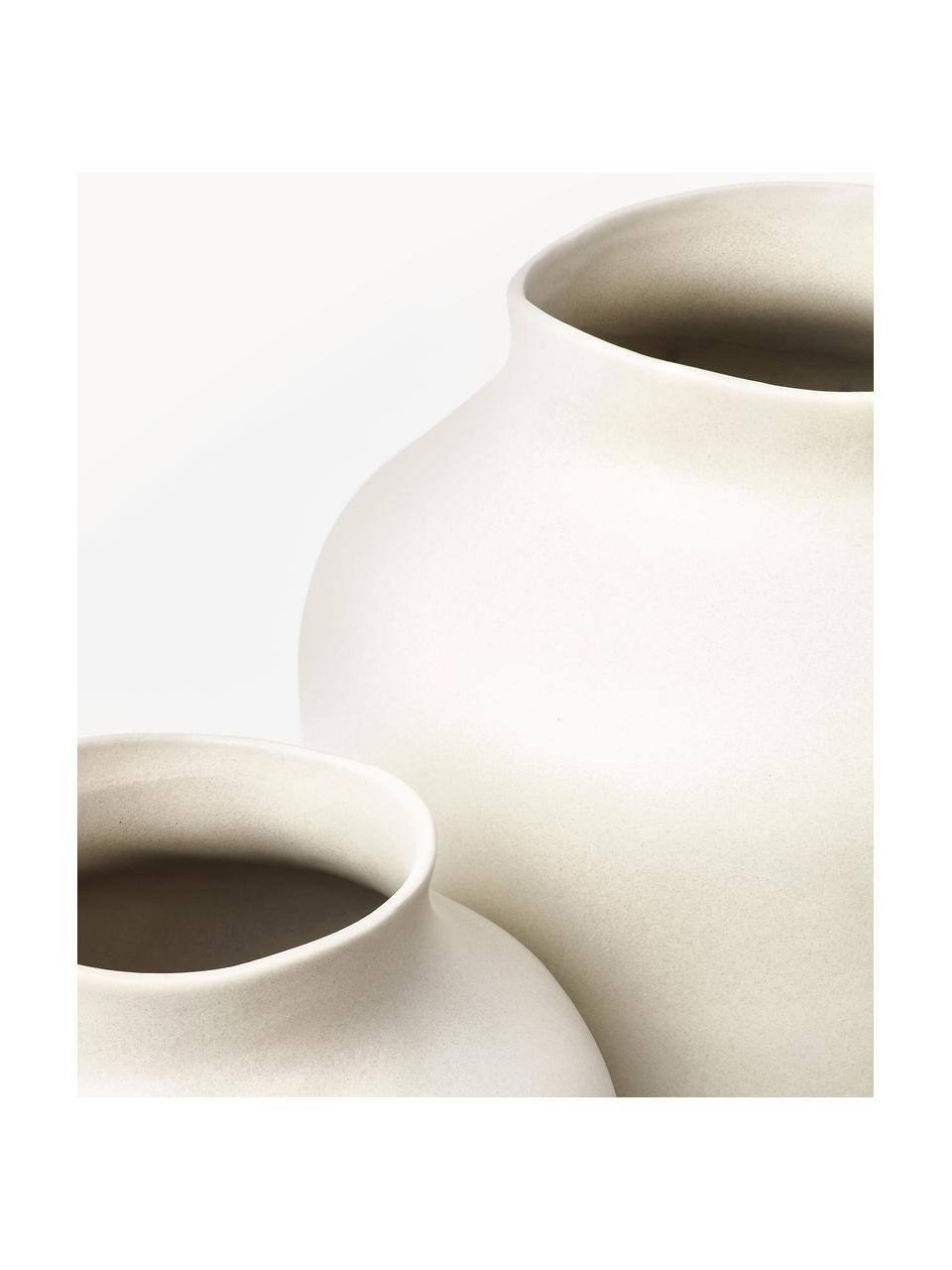 Handgefertigte Vase Latona, Steingut, Cremeweiß, Ø 27 x H 41 cm