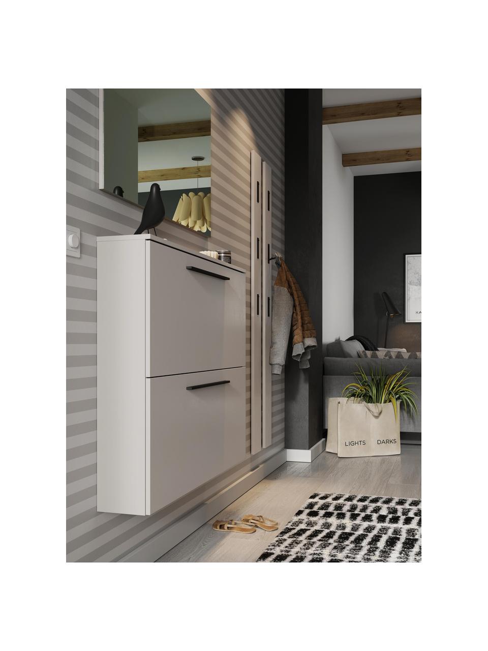 Schoenenkast Dallas met opklapbare vakken, Handvatten: gepoedercoat metaal, Poten: kunststof, Greige, B 100 x H 85 cm