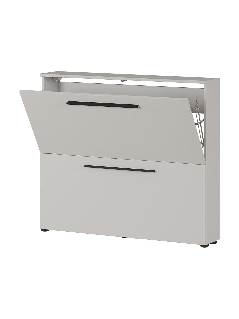 Schoenenkast Dallas met opklapbare vakken, Handvatten: gepoedercoat metaal, Poten: kunststof, Greige, B 100 x H 85 cm