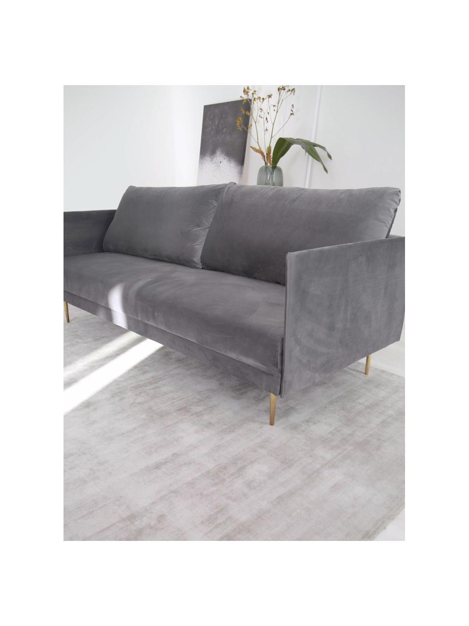 Sofa rozkładana z aksamitu Lauren, Tapicerka: aksamit (poliester) Dzięk, Nogi: metal lakierowany, Aksamitny szary, S 206 x W 87 cm