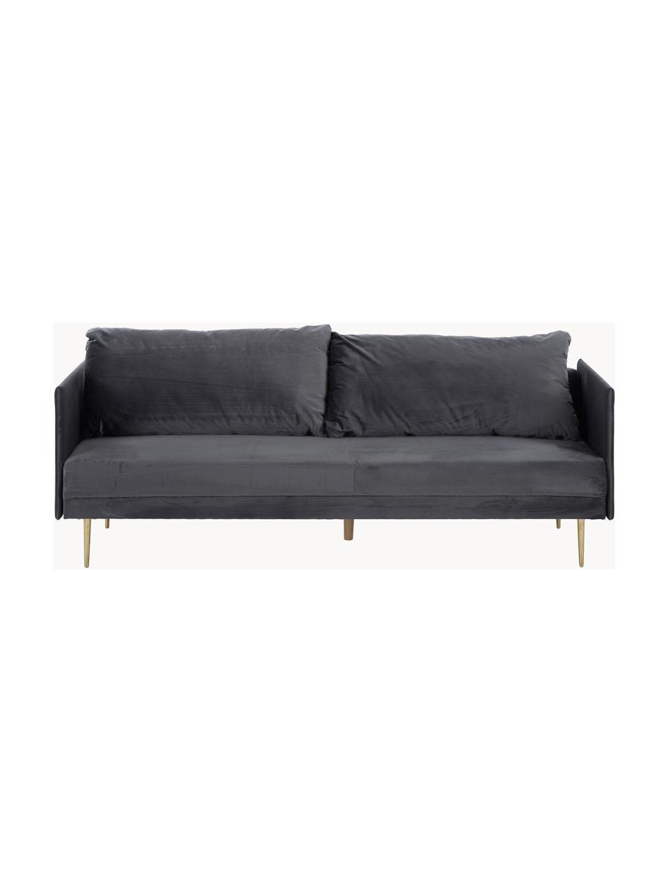 Samt-Schlafsofa Lauren (3-Sitzer), Bezug: Samt (Polyester) Der hoch, Gestell: Kiefernholz, Samt Dunkelgrau, B 206 x T 92 cm