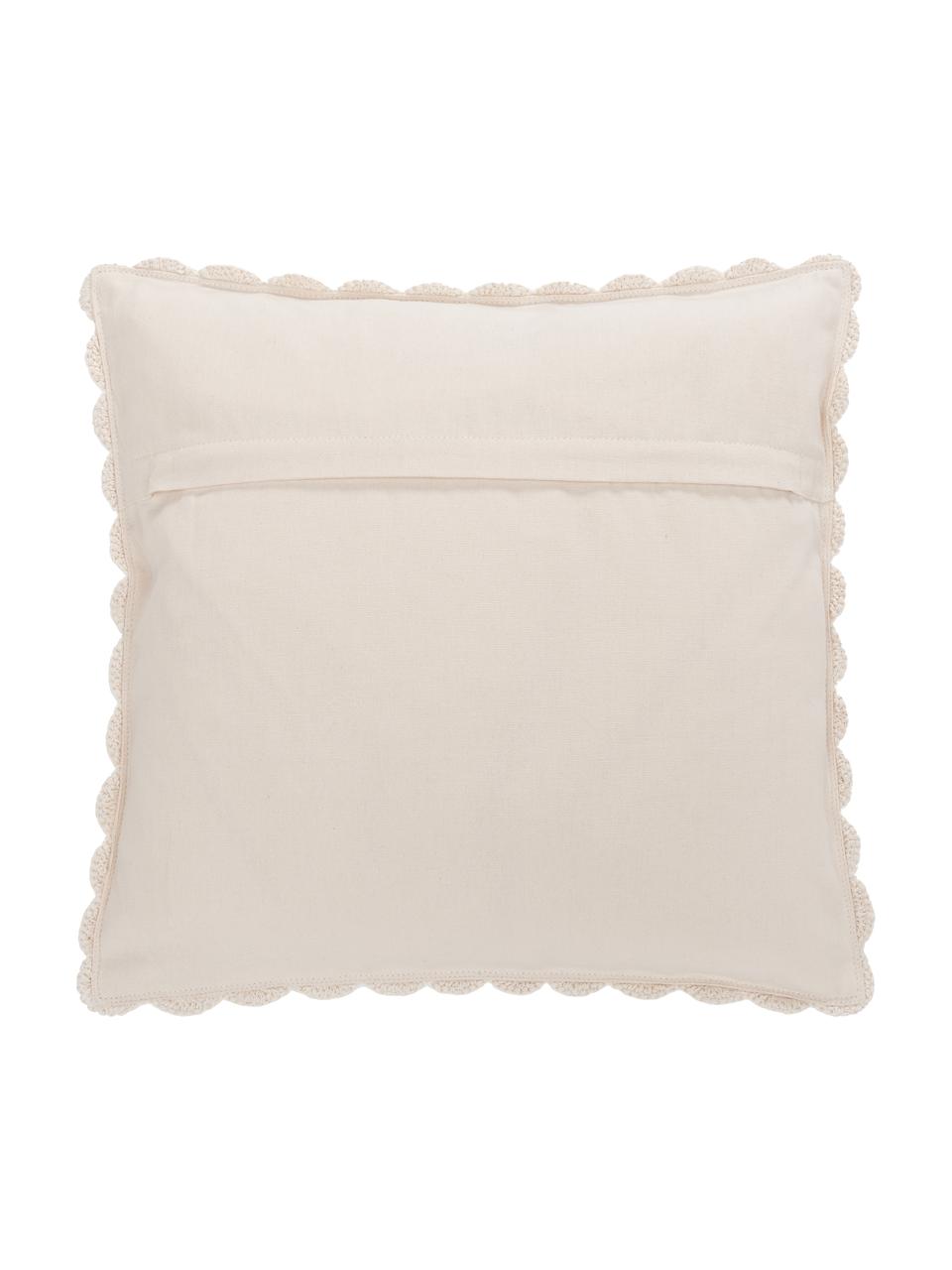 Háčkovaný povlak na polštář z bavlny Brielle, 100% bavlna, Krémově bílá, Š 45 cm, D 45 cm