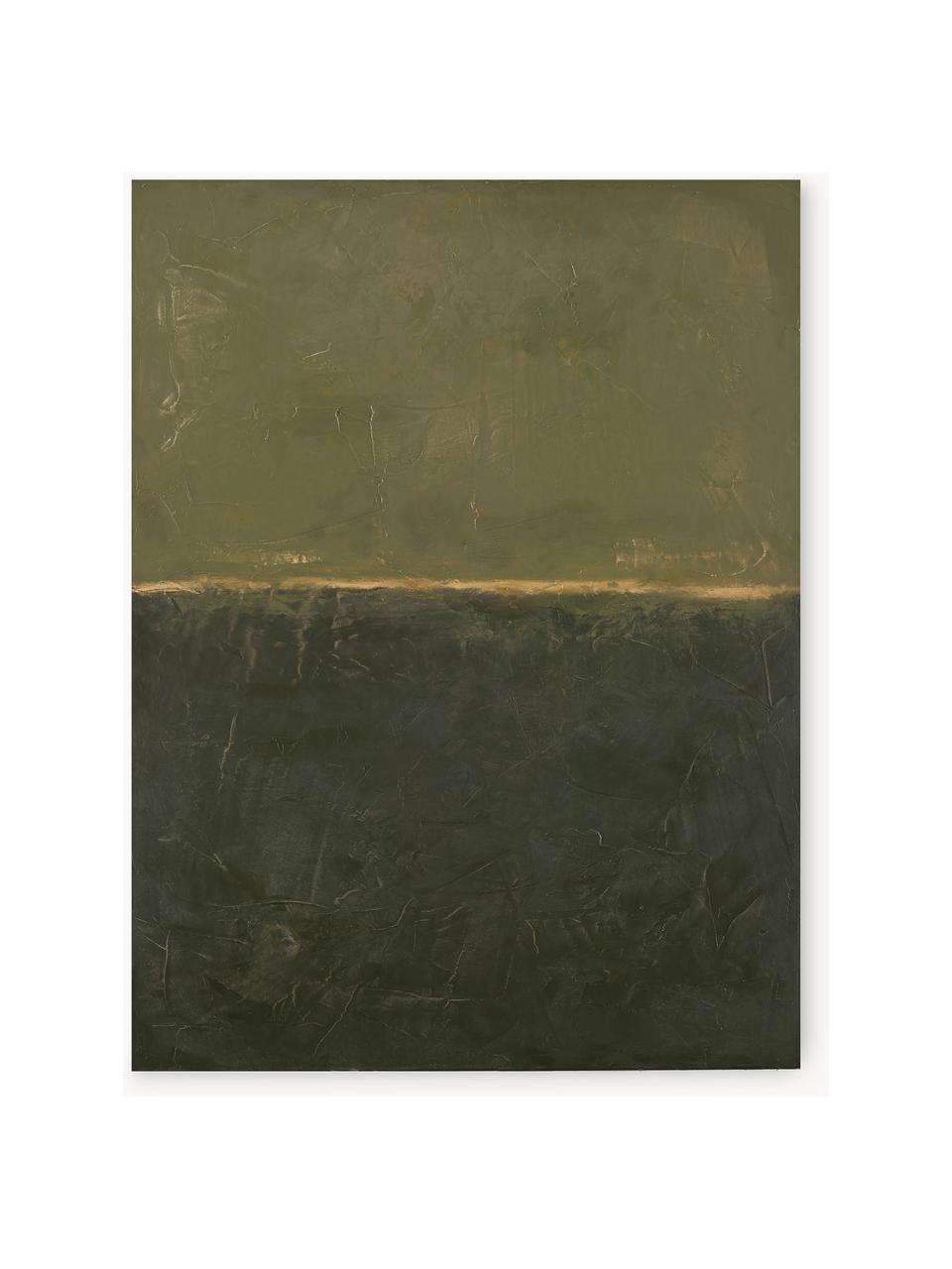 Handgemaltes Leinwandbild Edge Green, Grüntöne, B 98 x H 148 cm