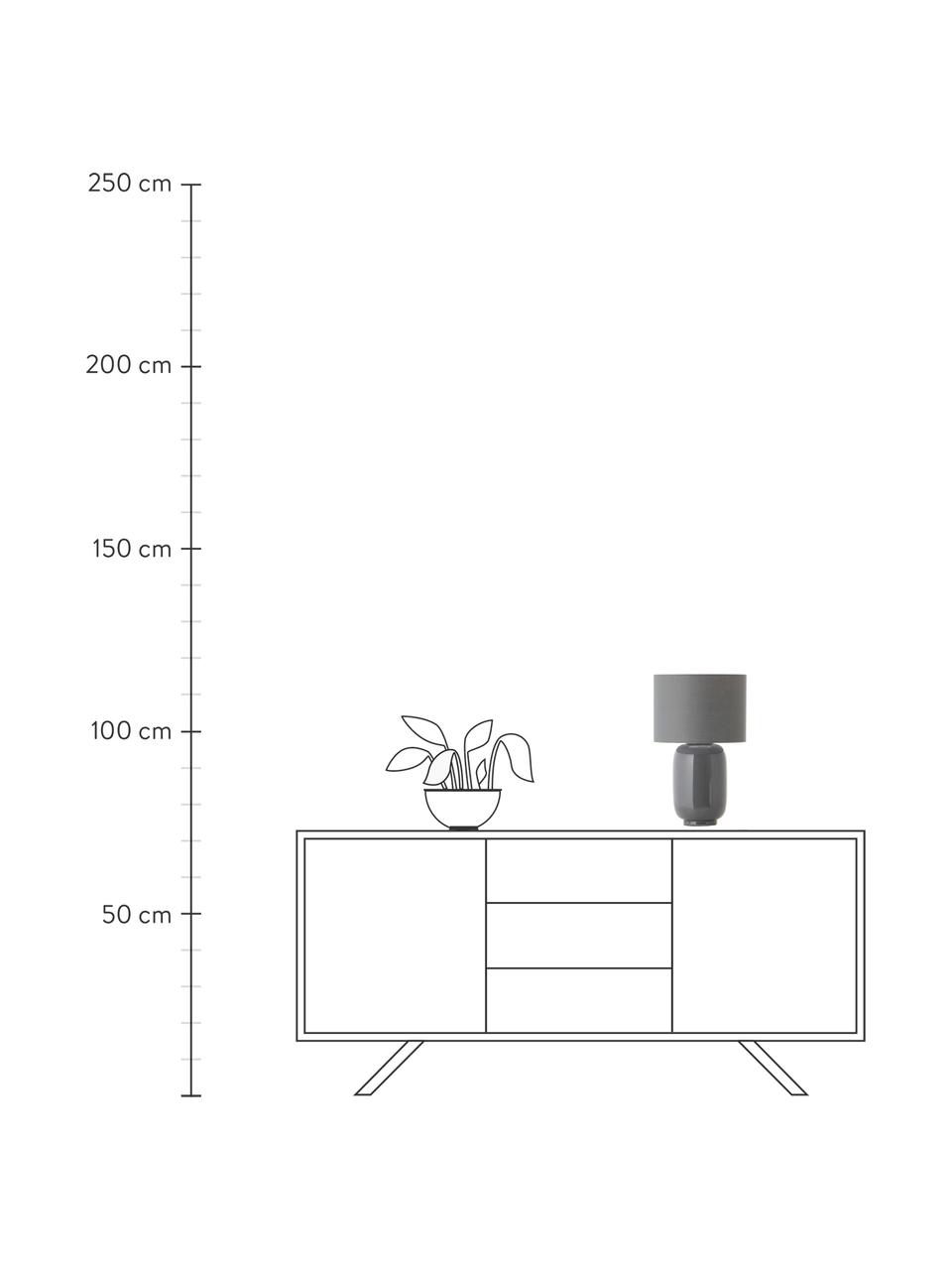 Keramische tafellamp Cadiz in grijs, Lampenkap: stof, Lampvoet: keramiek, Grijs, Ø 28 x H 43 cm