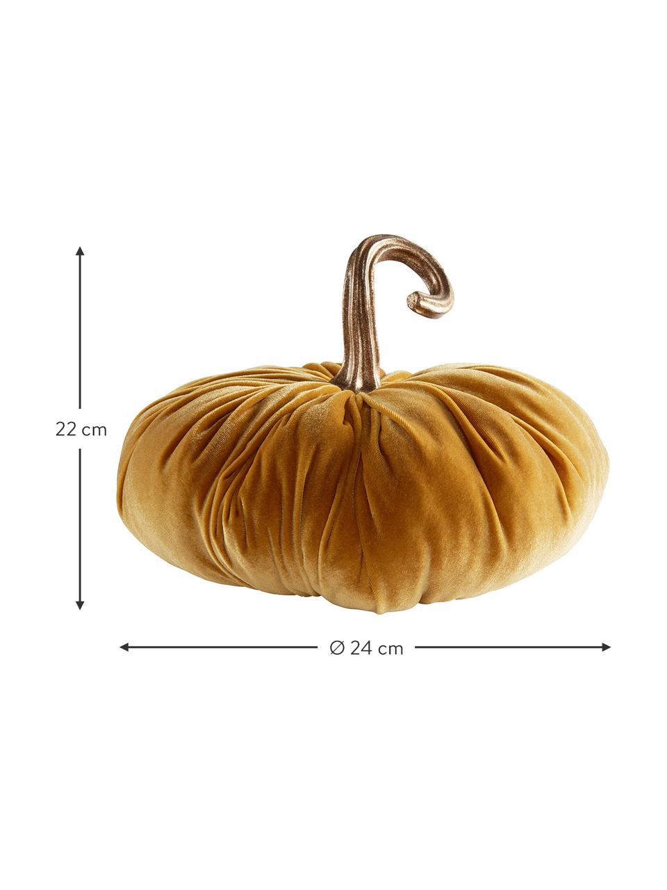 Citrouille décorative au toucher velouté Pumpis, 15 % polyrésine, 35 % acrylique, 25 % polyester, 25 % sable de quartz, Jaune moutarde, Ø 24 x haut. 22 cm