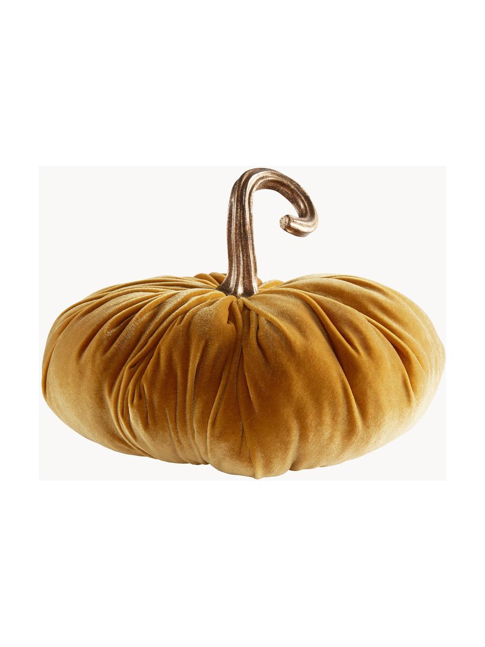 Calabaza decorativa Pumpis, Ø 24 cm, Tapizado: terciopelo (100% poliéste, Estructura: poliresina, Naranja, dorado, Ø 24 x Al 22 cm