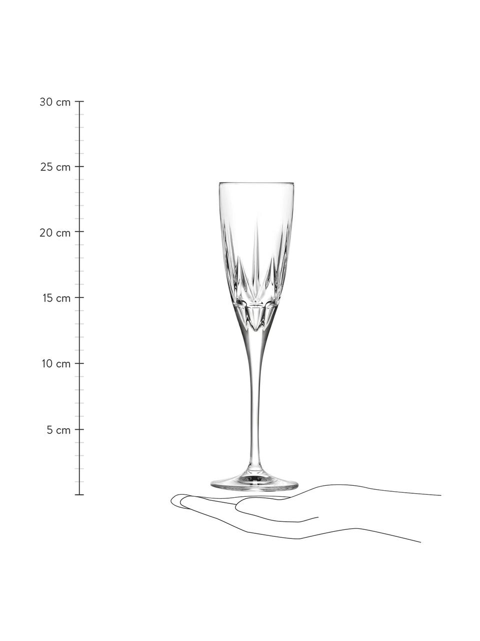 Copas flauta de champán de cristal con relieve Chic, 6 uds., Cristal Luxion, Transparente, Ø 6 x Al 24 cm, 150 ml