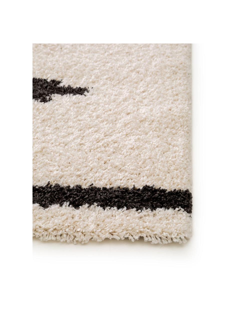 Tapis beige moelleux style bohème Selma, Beige clair, noir