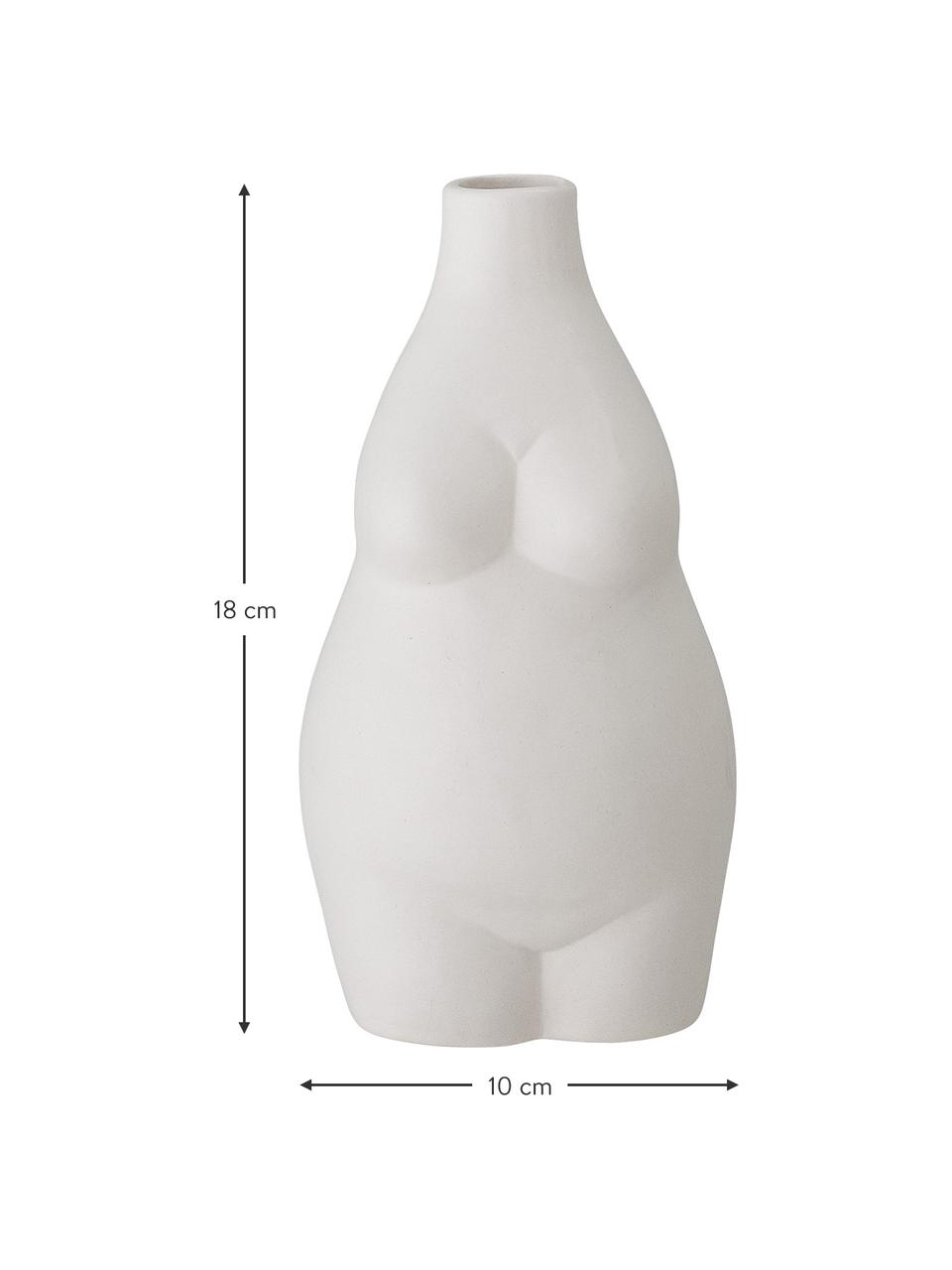 Design-Vase Elora aus Steingut, Steingut, Weiß, B 10 x H 18 cm