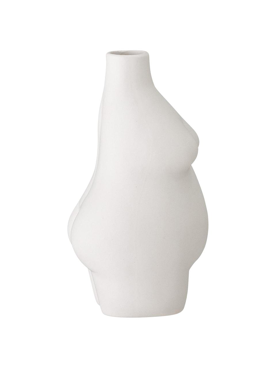Design-Vase Elora aus Steingut, Steingut, Weiß, B 10 x H 18 cm