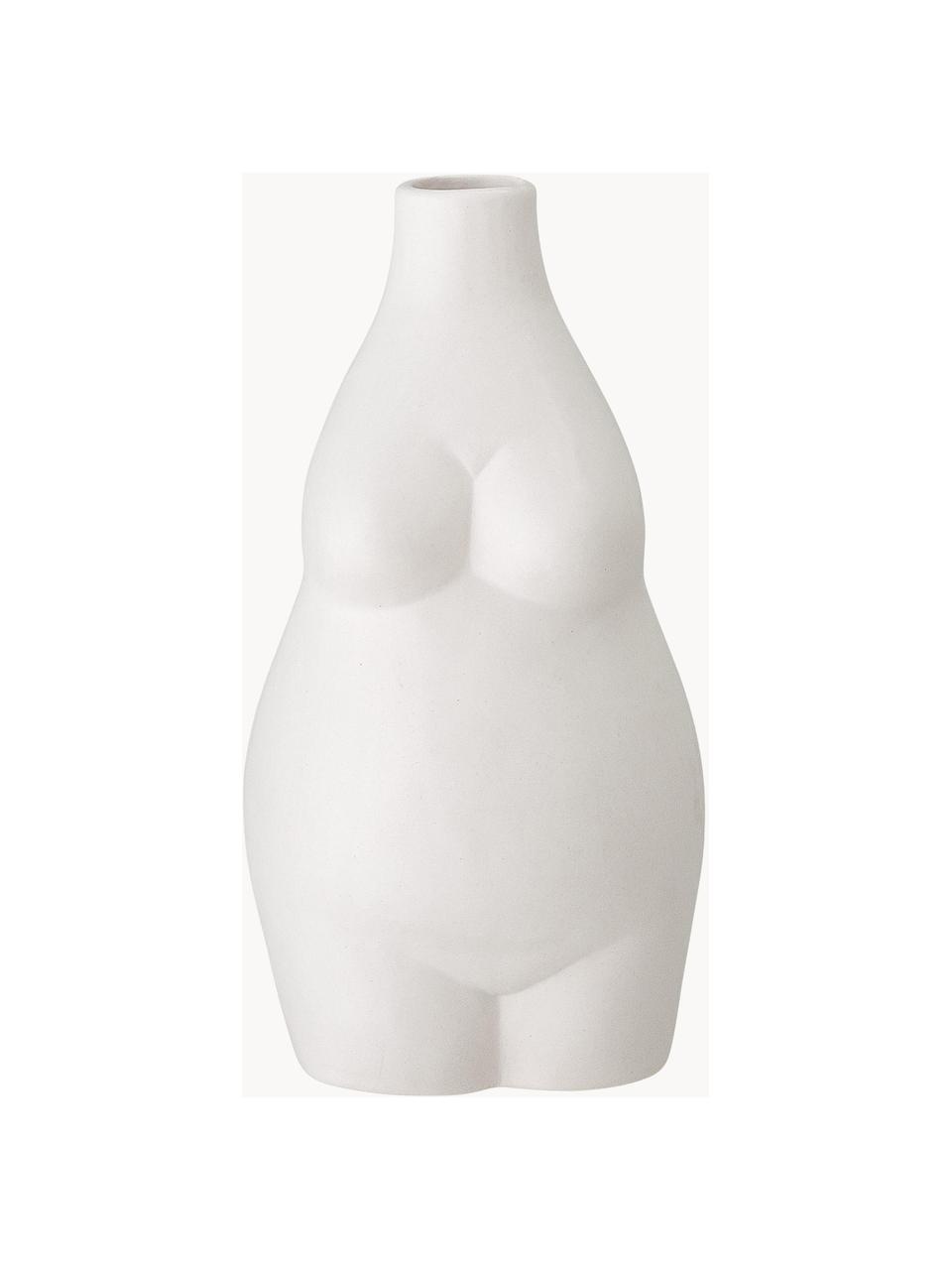 Design-Vase Elora aus Steingut, H 18 cm, Steingut, Weiss, B 10 x H 18 cm