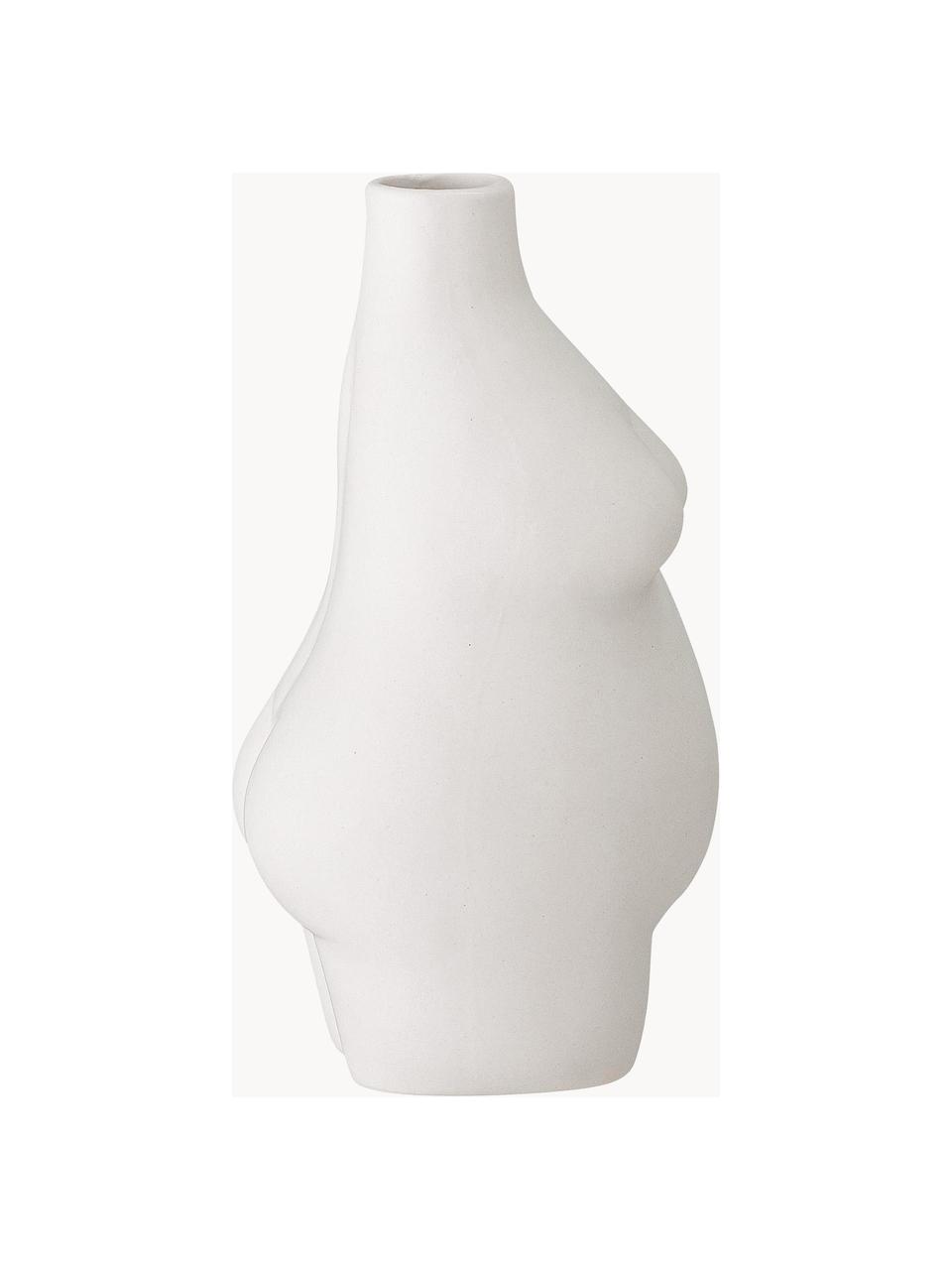 Design-Vase Elora aus Steingut, H 18 cm, Steingut, Weiss, B 10 x H 18 cm