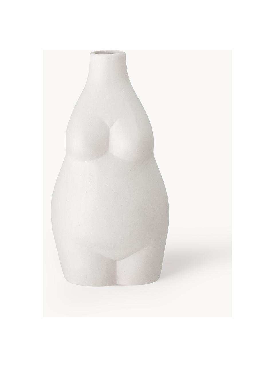 Design-Vase Elora aus Steingut, H 18 cm, Steingut, Weiss, B 10 x H 18 cm