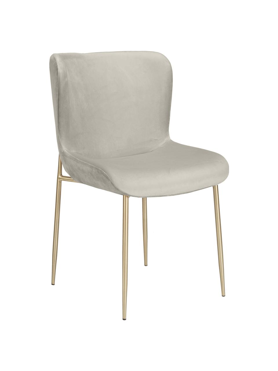 Krzesło tapicerowane z aksamitu Tess, Tapicerka: aksamit (poliester) Dzięk, Nogi: metal malowany proszkowo, Srebrnoszary aksamit, złoty, S 49 x W 84 cm