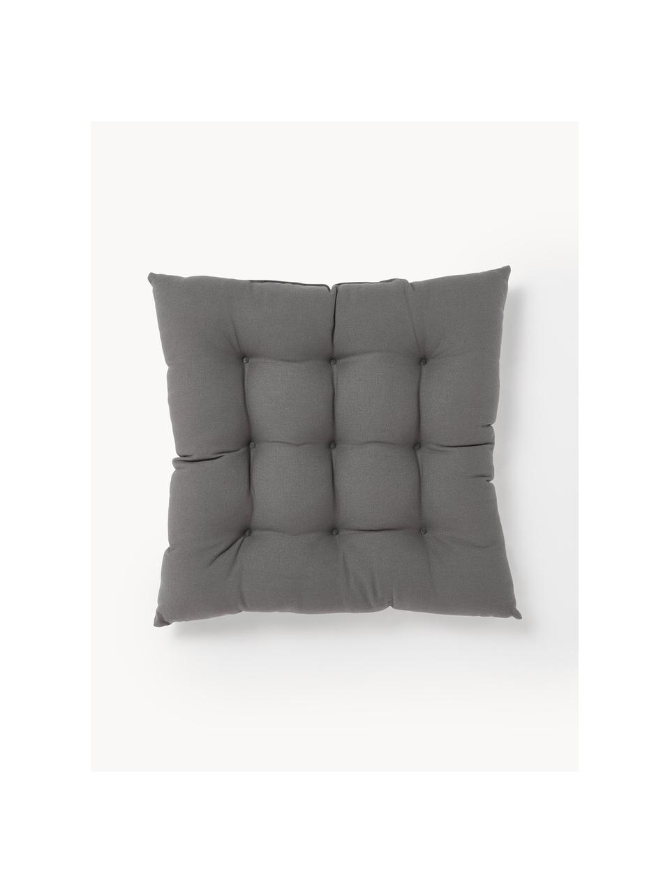 Cojines de asiento Ava, 2 uds., Funda: 100% algodón, Gris oscuro, An 40 x L 40 cm