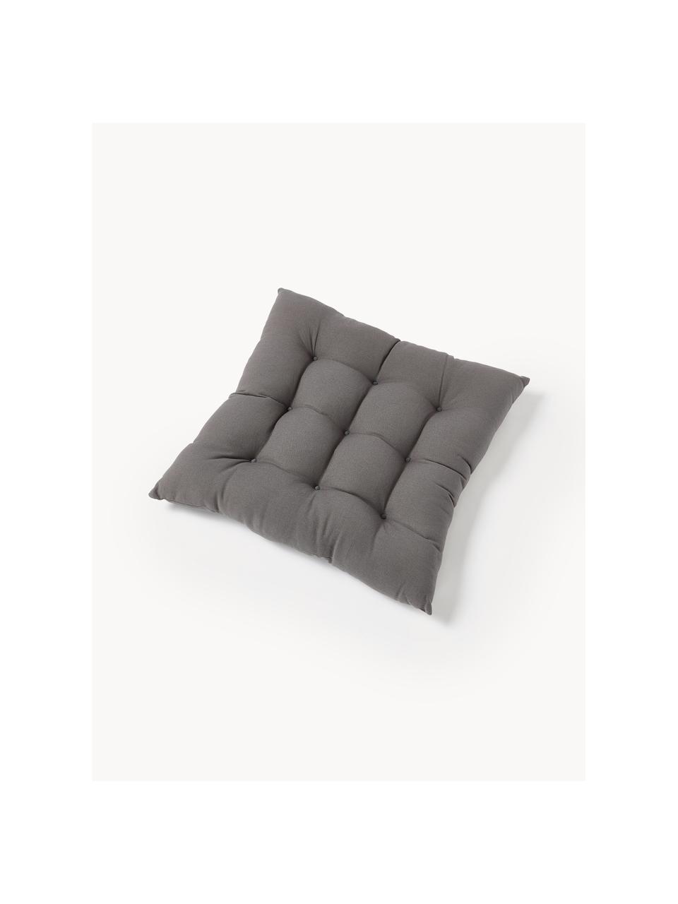 Cojines de asiento Ava, 2 uds., Funda: 100% algodón, Gris oscuro, An 40 x L 40 cm