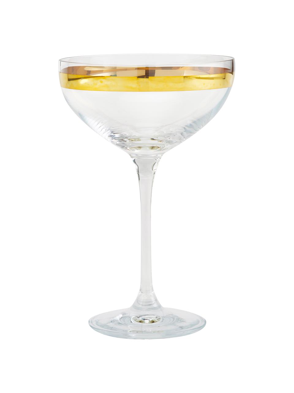 Coupe à champagne avec décor doré Deco, 8 élém., Transparent, couleur dorée