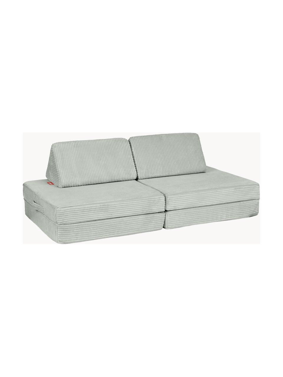 Modulares Kinder-Spielsofa Mila aus Cord, handgefertigt, Bezug: Cord (100 % Polyester) De, Cord Salbeigrün, B 130 x T 65 cm