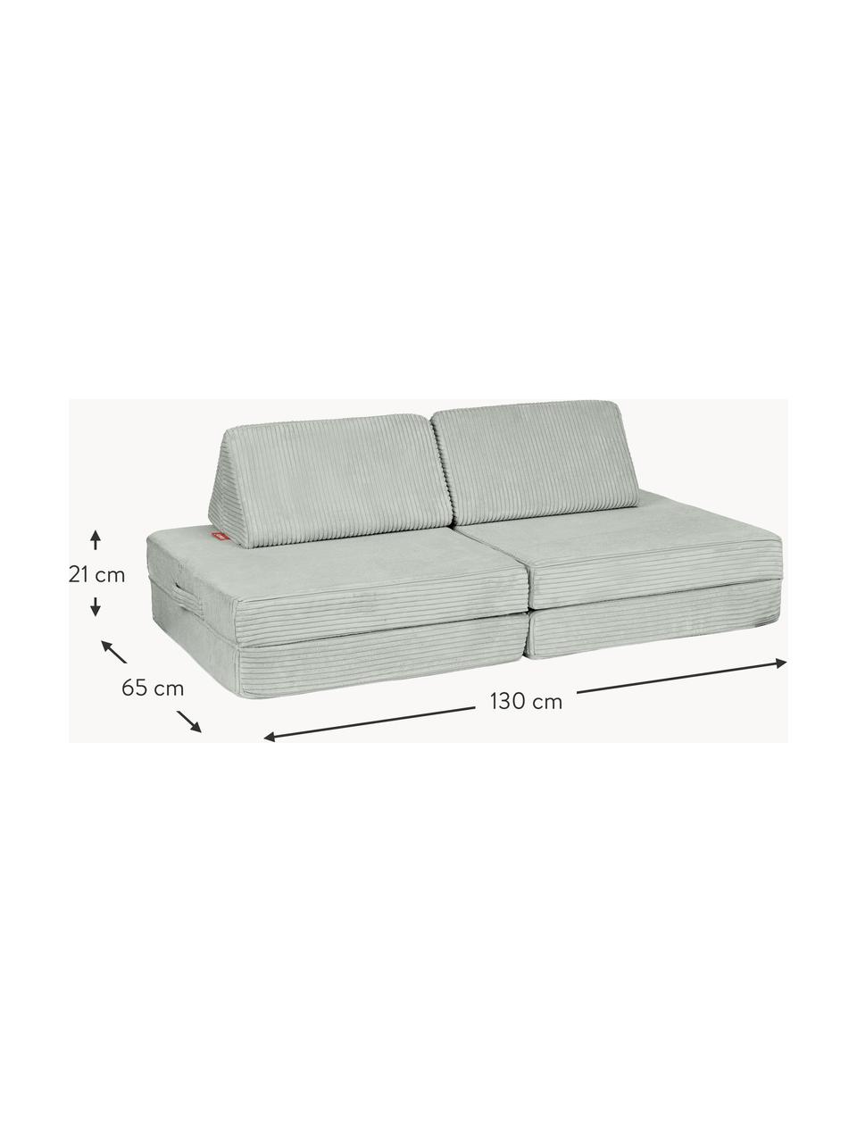 Modulares Kinder-Spielsofa Mila aus Cord, handgefertigt, Bezug: Cord (100 % Polyester) De, Cord Salbeigrün, B 130 x T 65 cm