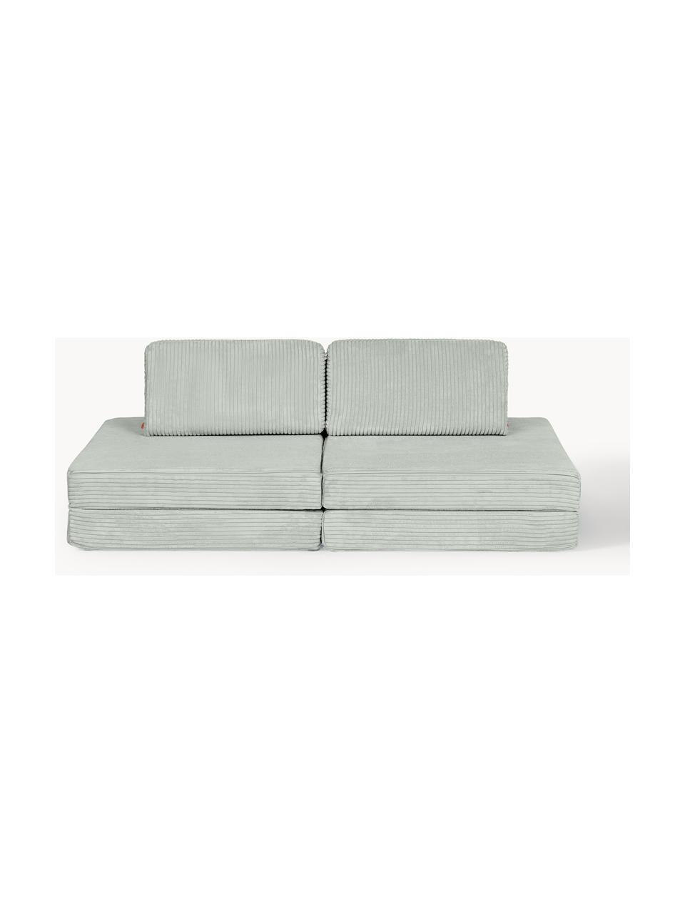 Modulares Kinder-Spielsofa Mila aus Cord, handgefertigt, Bezug: Cord (100 % Polyester) De, Cord Salbeigrün, B 130 x T 65 cm