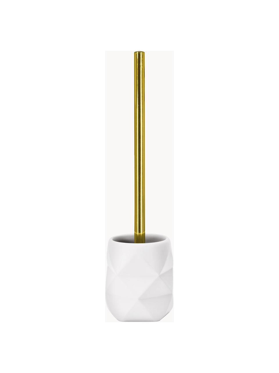 Toiletborstel Crackle van breukvast polyresin, Houder: polyresin, Wit, Ø 11 x H 39 cm