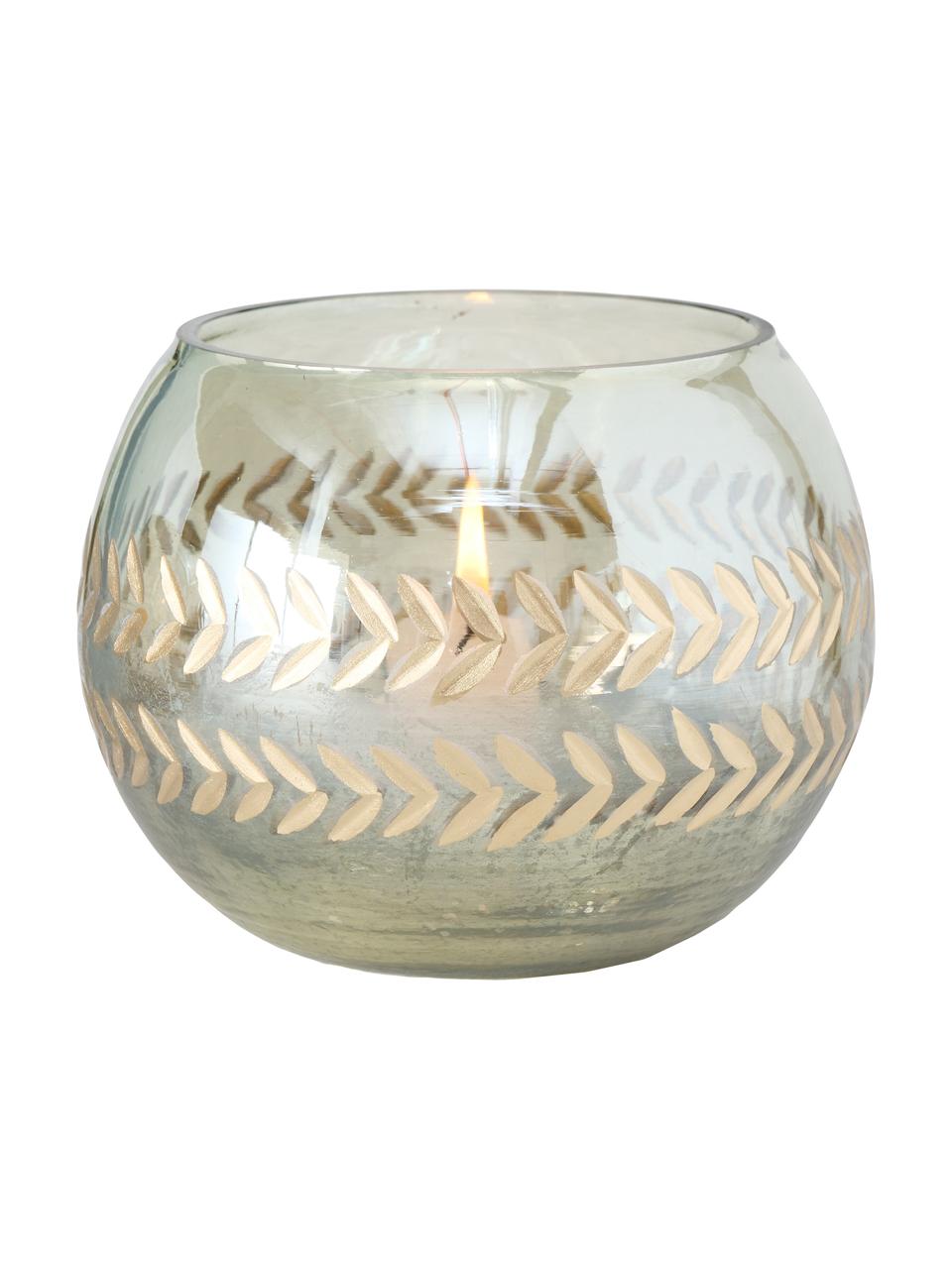 Teelichthalter-Set Laurel, 2-tlg., Glas, Goldfarben, Ø 15 x H 11 cm