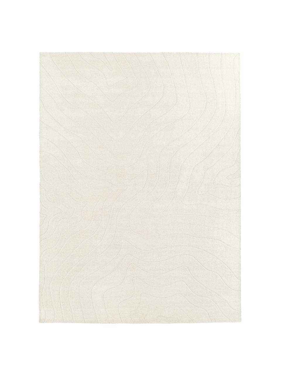 Tapis en laine blanc crème tufté main Aaron, Blanc crème, larg. 300 x long. 400 cm (taille XL)
