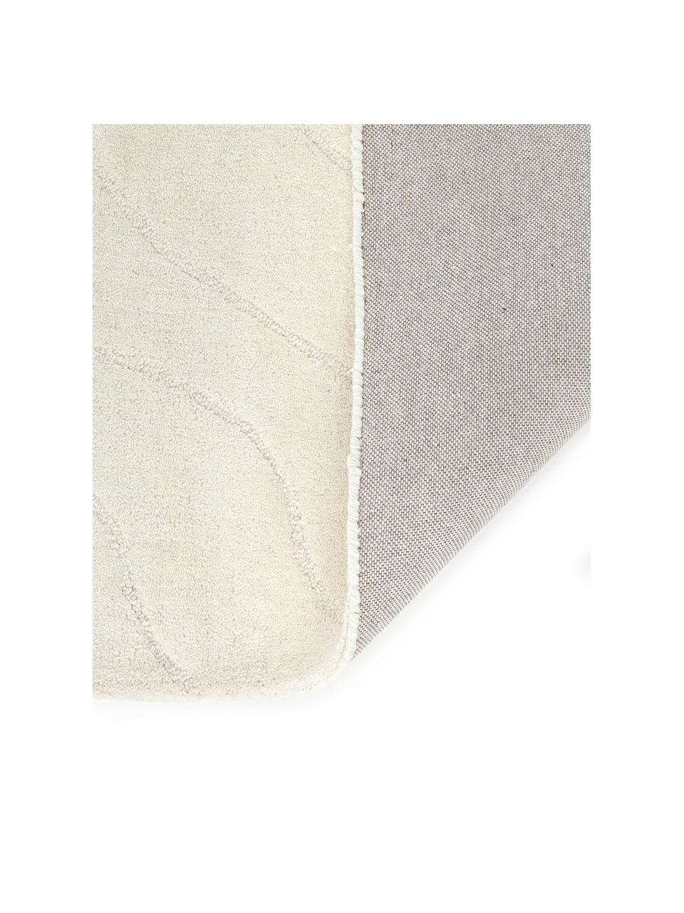 Tappeto in lana color bianco crema taftato a mano Aaron, Retro: 100% cotone Nel caso dei , Bianco crema, Larg. 300 x Lung. 400 cm (taglia XL)