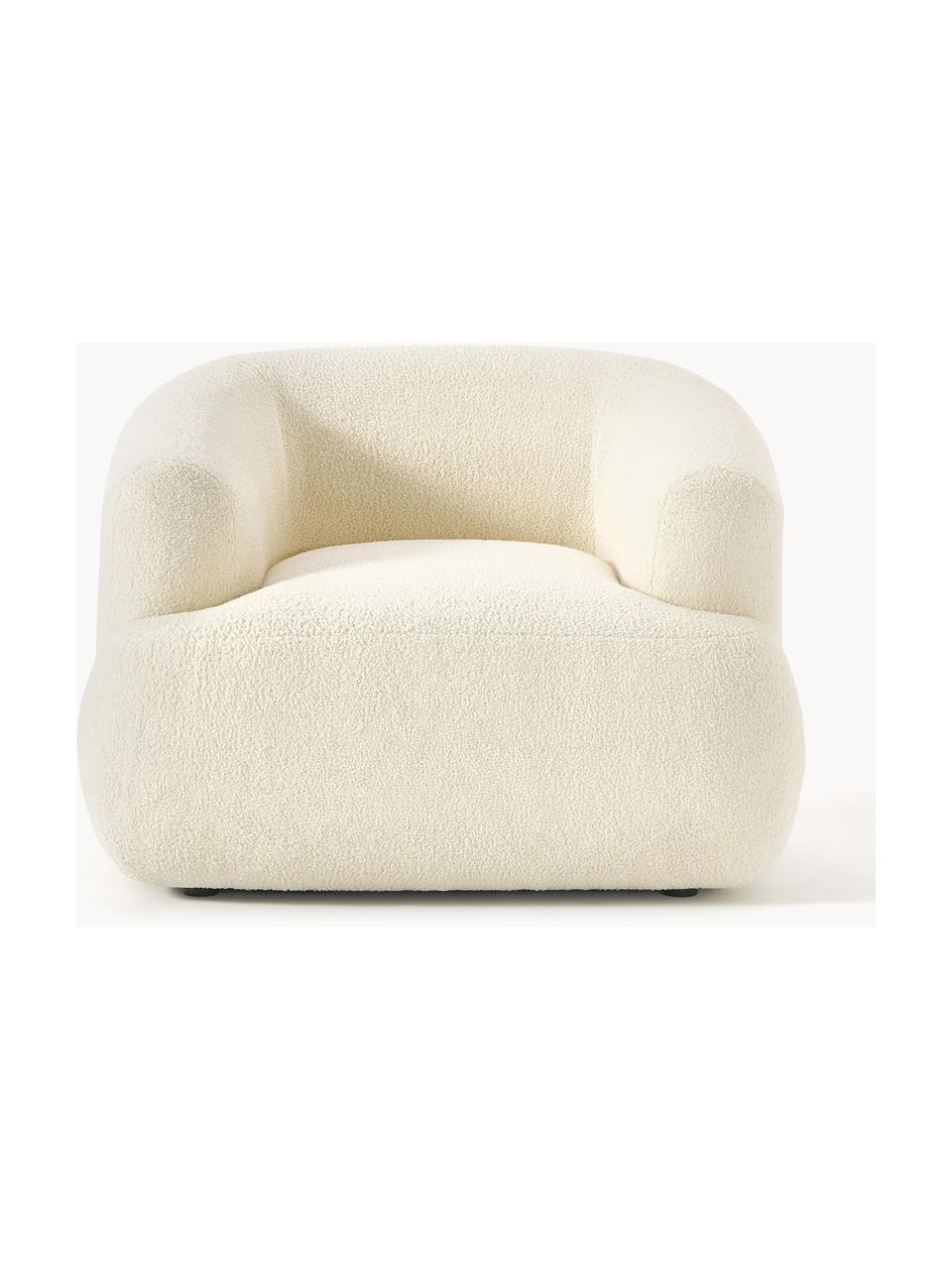 Poltrona in teddy Sofia, Rivestimento: Teddy (100% polipropilene, Struttura: abete rosso, truciolare, , Teddy bianco crema, Larg. 97 x Prof. 84 cm