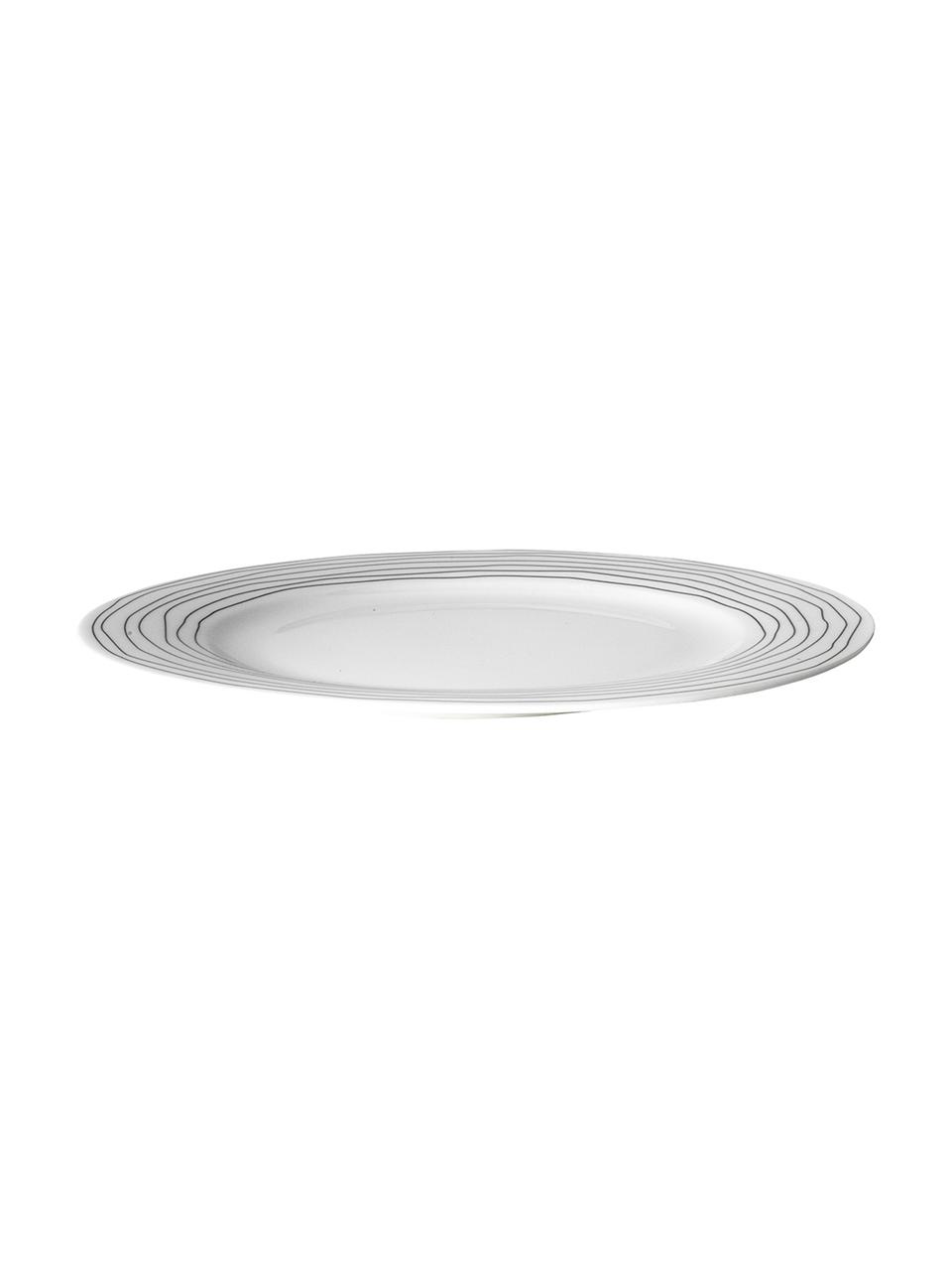 Assiette plate design Eris Loft, 4 pièces, Porcelaine, Blanc, noir, Ø 26 x haut. 2 cm