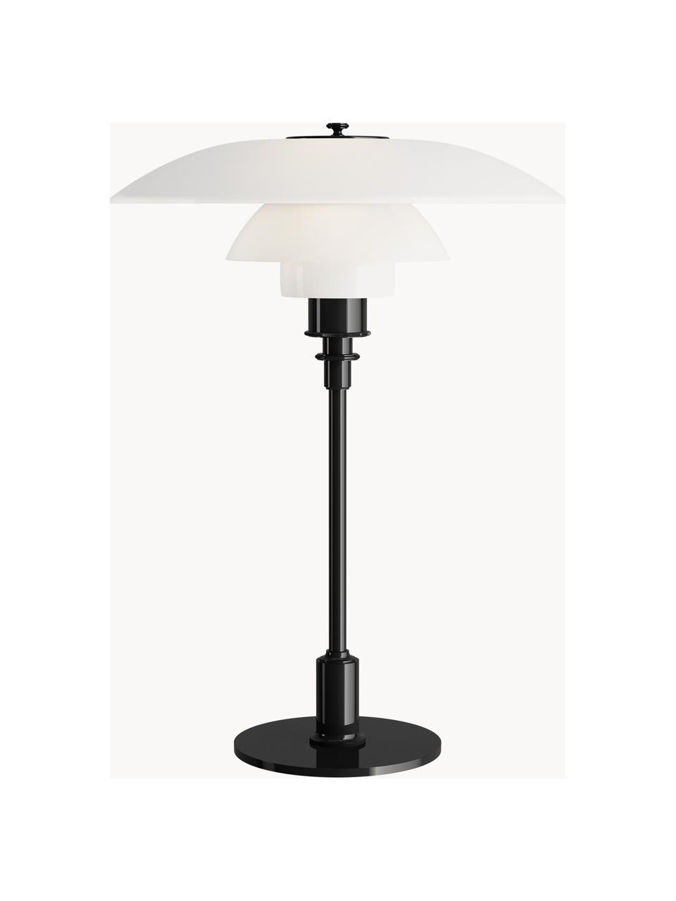 Lampa stołowa ze szkła dmuchanego PH 3½-2½, Stelaż: mosiądz metalizowany, Czarny, biały, Ø 33 x 47 cm