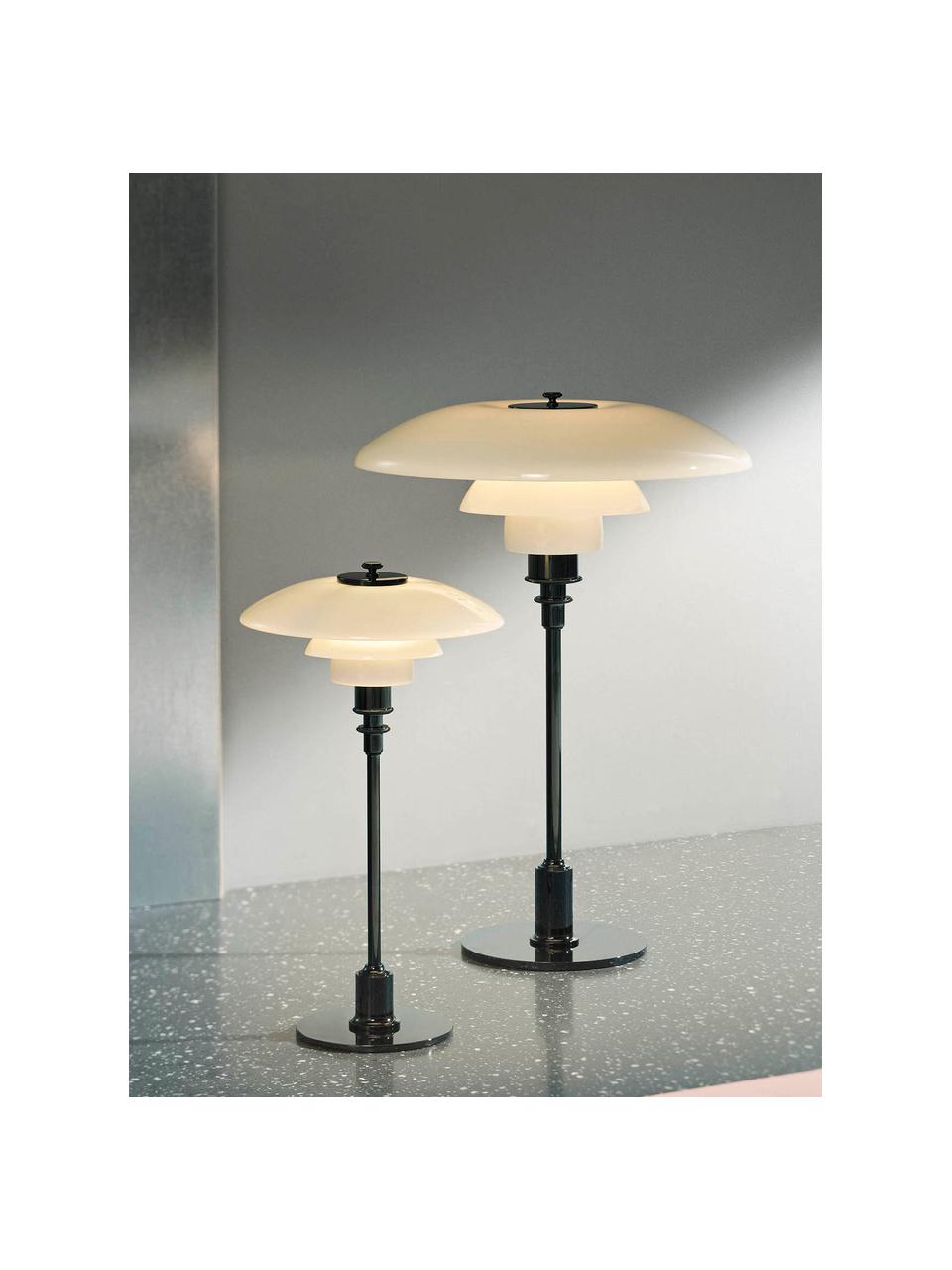 Velká stolní lampa PH 3½-2½, ručně foukaná, Černá, bílá, Ø 33 cm, V 47 cm