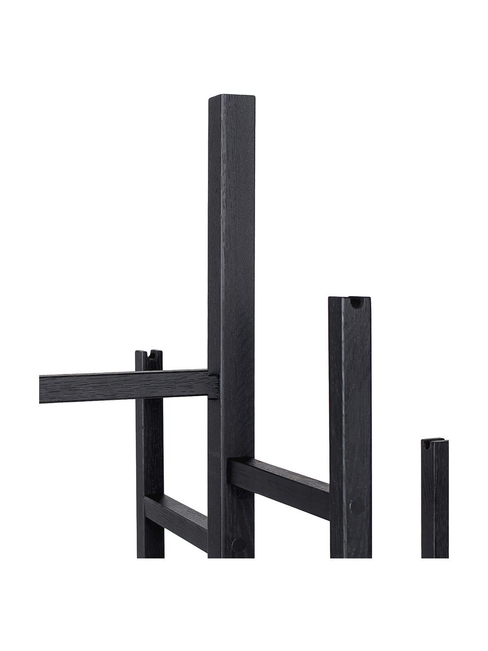 Wieszak stojący z 5 hakami Eigen, Lite drewno dębowe z certyfikatem FSC, lakierowane, Czarny, S 47 x W 175 cm