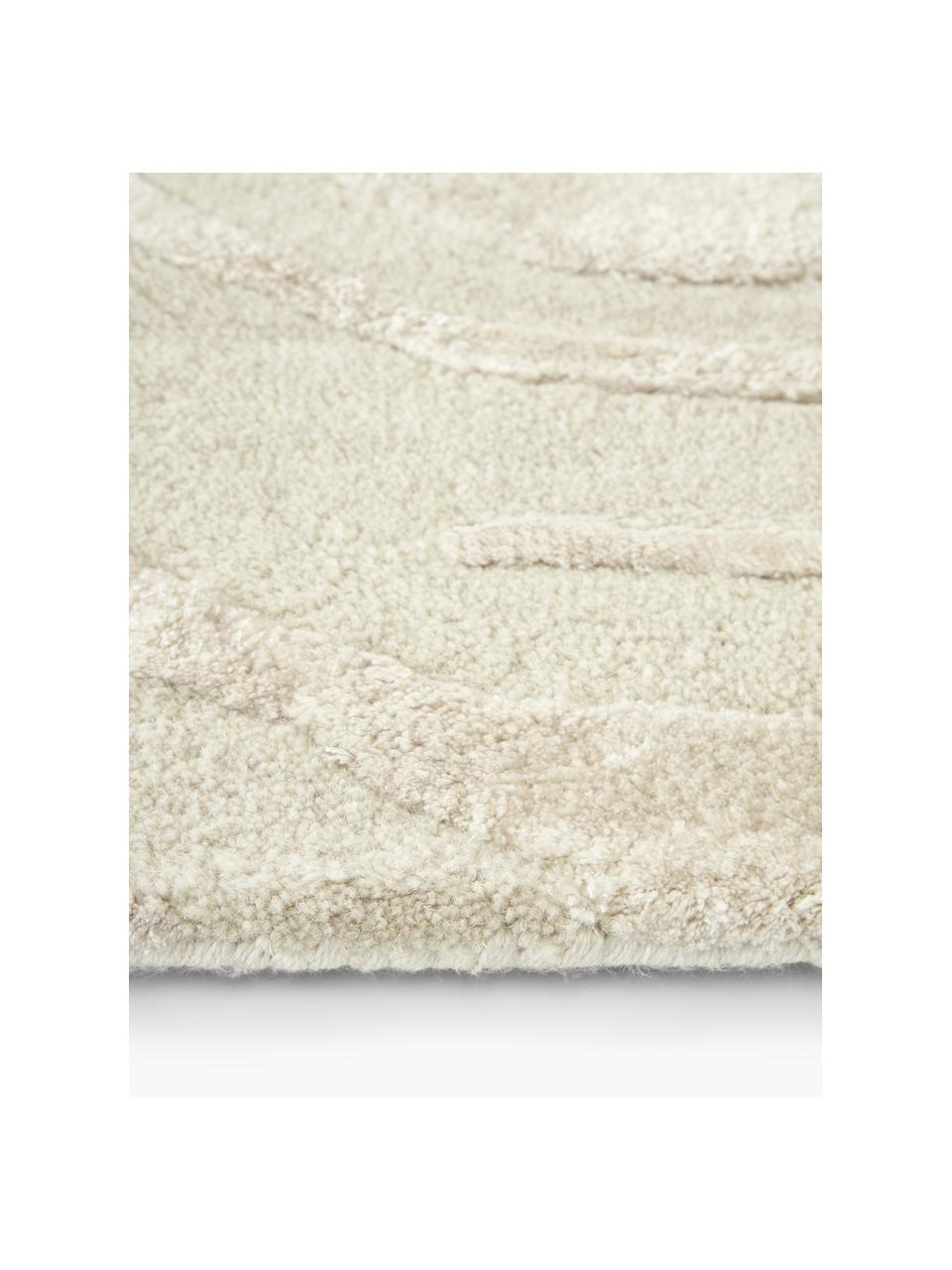 Alfombra artesanal texturizada Winola, Parte superior: 51% viscosa, 49% lana, Beige, blanco, An 80 x L 150 cm (Tamaño XS)