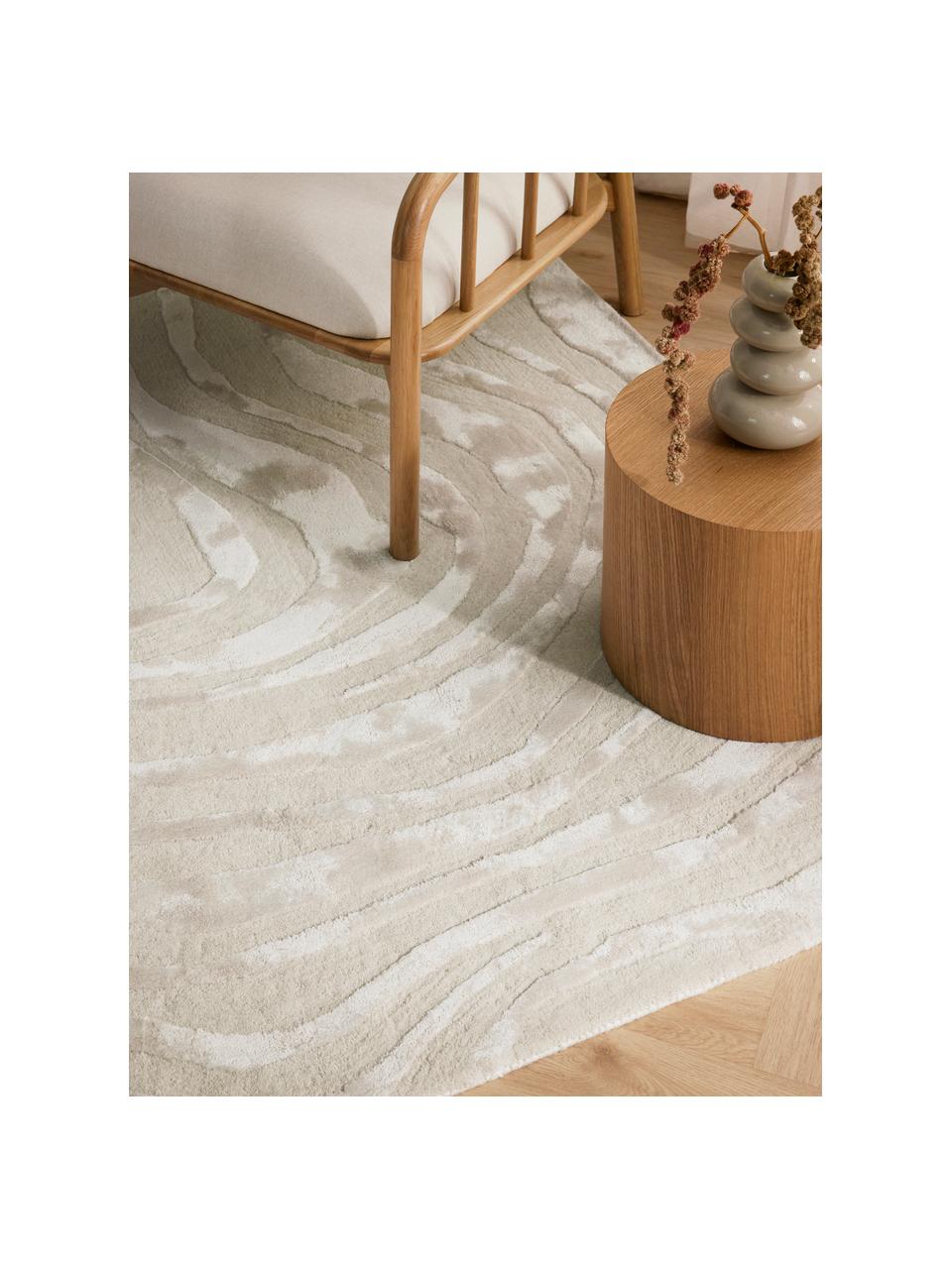 Ručně všívaný koberec s krátkým vlasem a strukturovaným povrchem Winola, Tlumeně bílá, Š 200 cm, D 300 cm (velikost L)