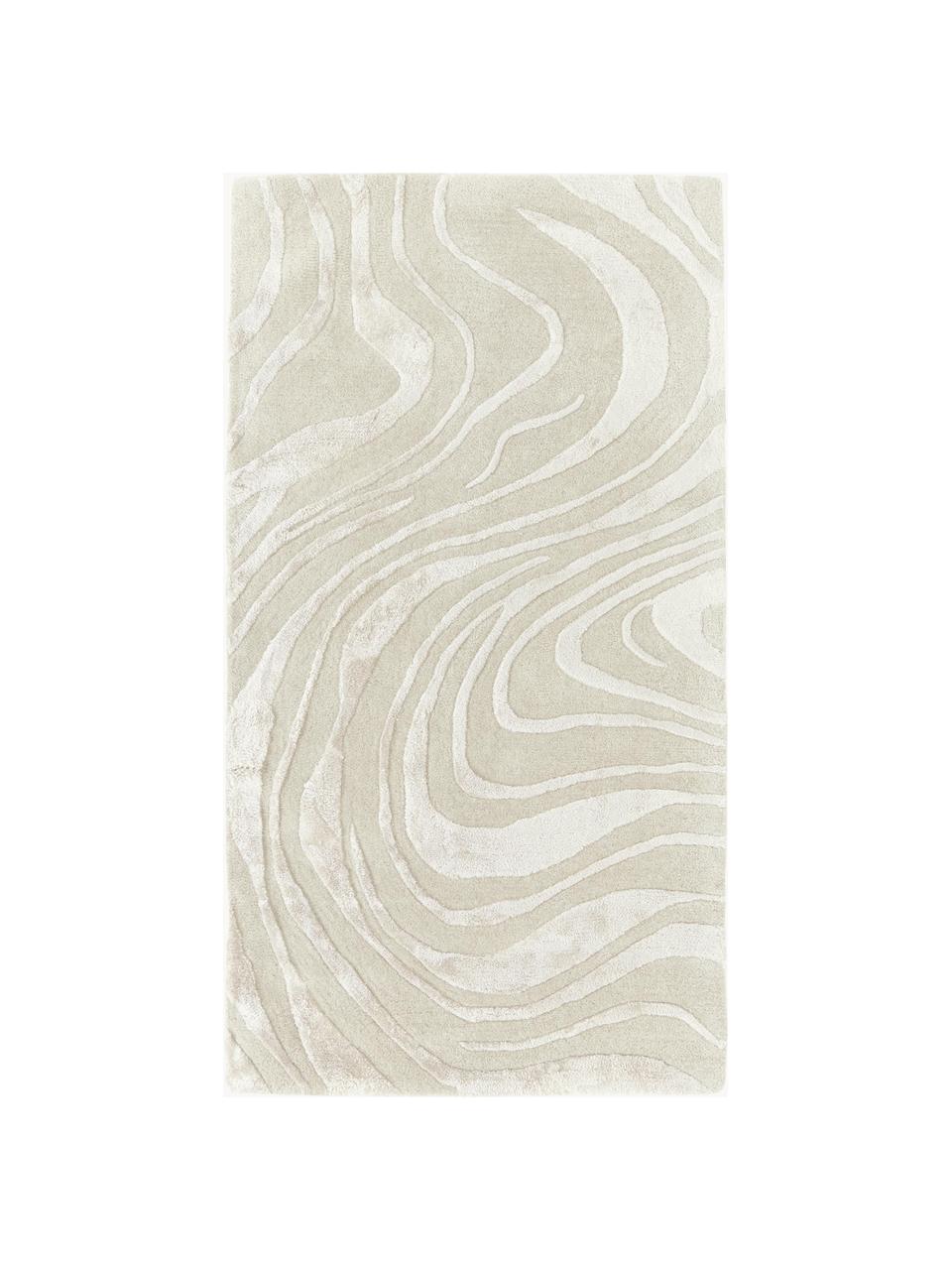 Alfombra artesanal texturizada de pelo corto Winola, Parte superior: 51% viscosa, 49% lana, Blanco Off White, An 200 x L 300 cm (Tamaño L)