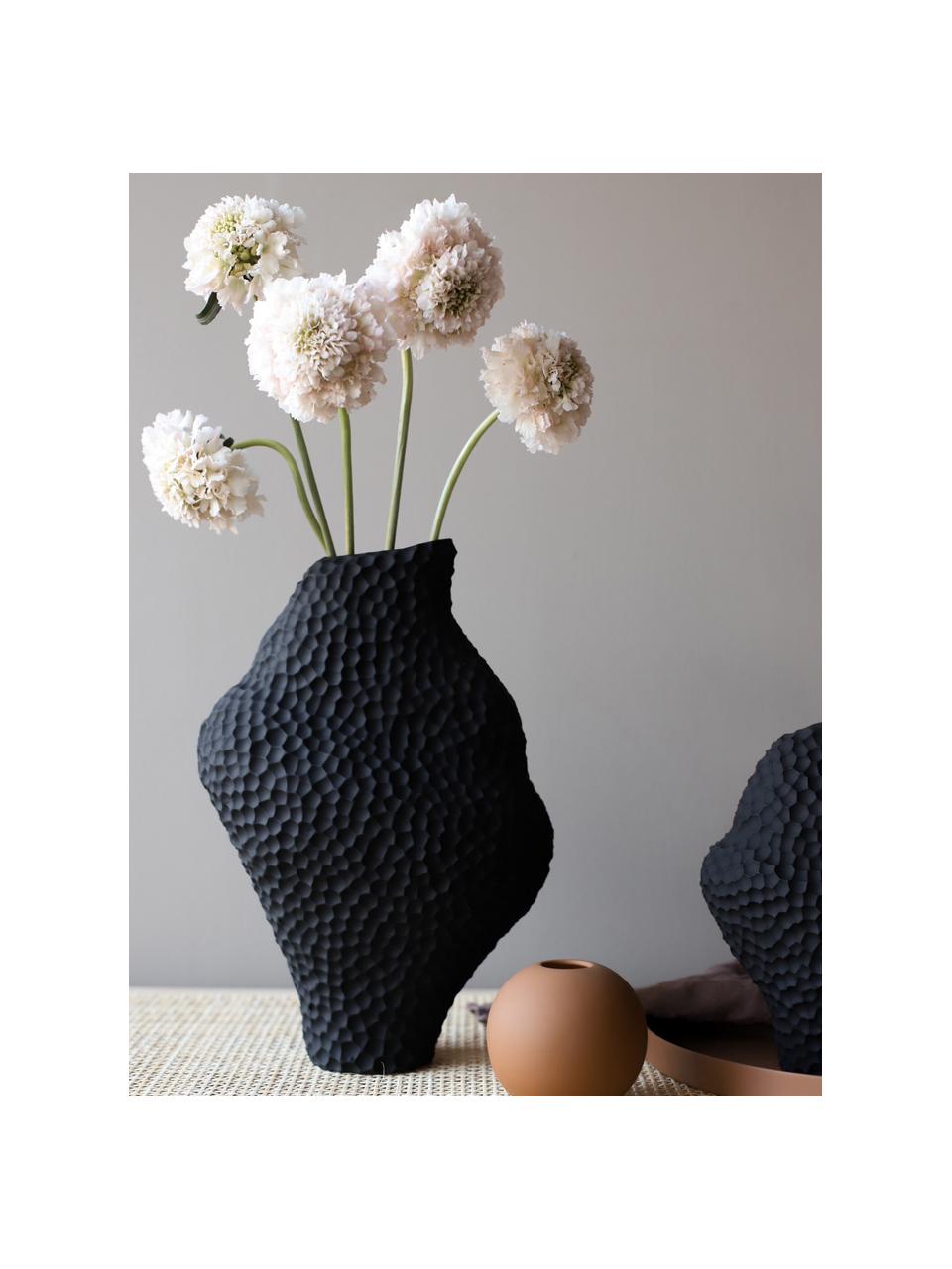 Design-Vase Isla in organischer Form, H 32 cm, Keramik, Schwarz, B 22 x H 32 cm