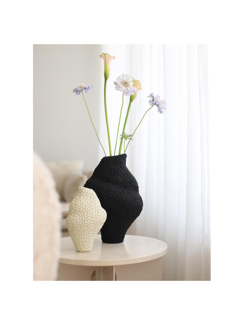 Designová váza v organickém tvaru Isla, V 32 cm, Keramika, Černá, Š 22 cm, V 32 cm