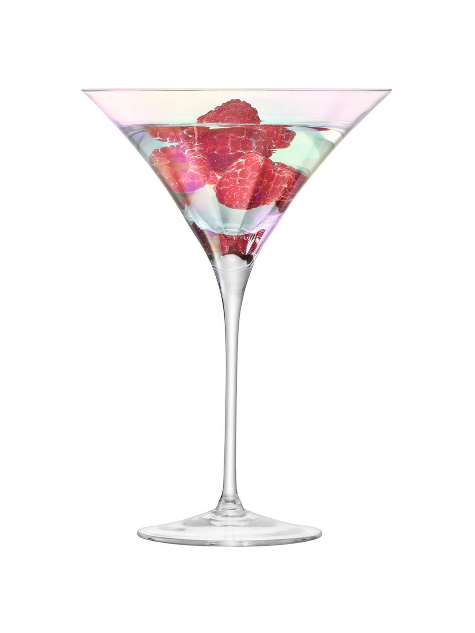 Mondgeblazen martiniglazen Pearl met glinsterende parelmoerglans, 2 stuks, Glas, Transparant, iriserend, Ø 14 x H 20 cm, 300 ml