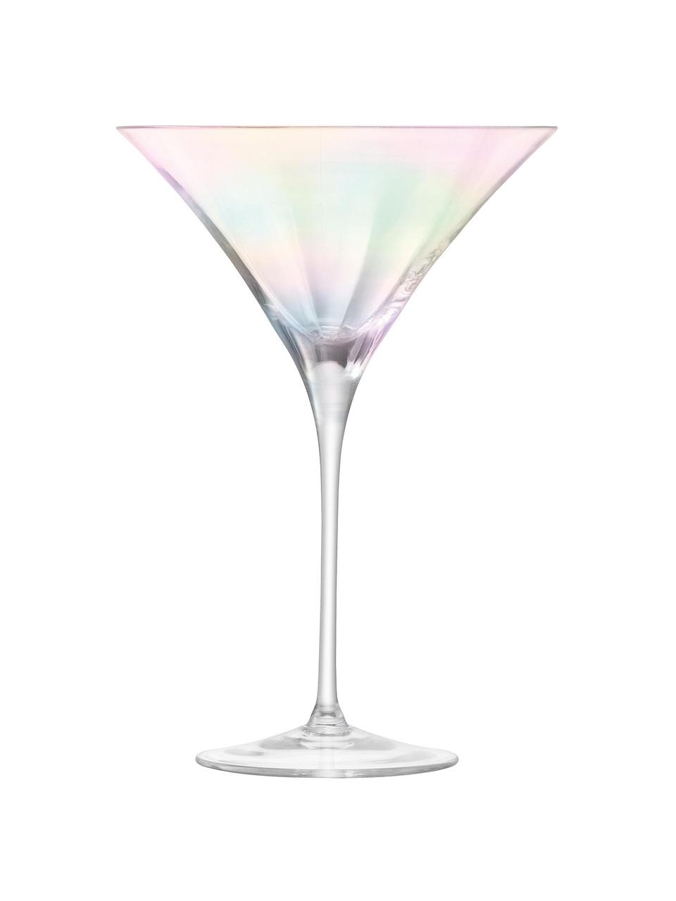 Mundgeblasene Martinigläser Pearl mit schimmerndem Perlmuttglanz, 2 Stück, Glas, Transparent, irisierend, Ø 14 x H 20 cm, 300 ml