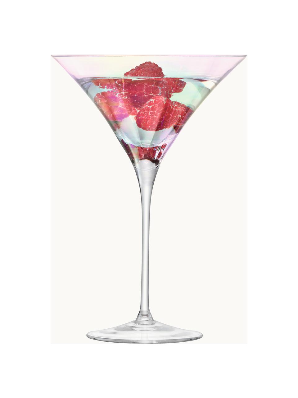 Ručne fúkané poháre na martini Pearl, 2 ks, Sklo, Priehľadná, dúhová, Ø 14 x V 20 cm, 300 ml