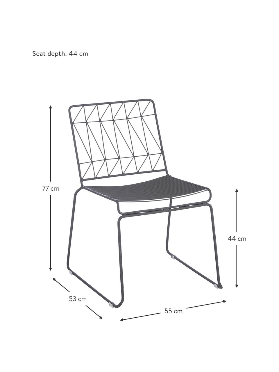 Sedia da balcone Bueno, Metallo rivestito, Grigio, Larg. 55 x Alt. 77 cm