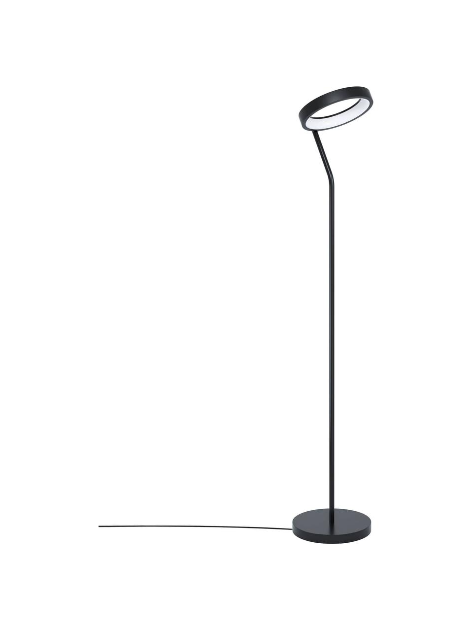 Dimbare LED leeslamp Marghera, Lampenkap: gecoat staal, Diffuser: kunststof, Zwart, B 31 cm x H 169 cm