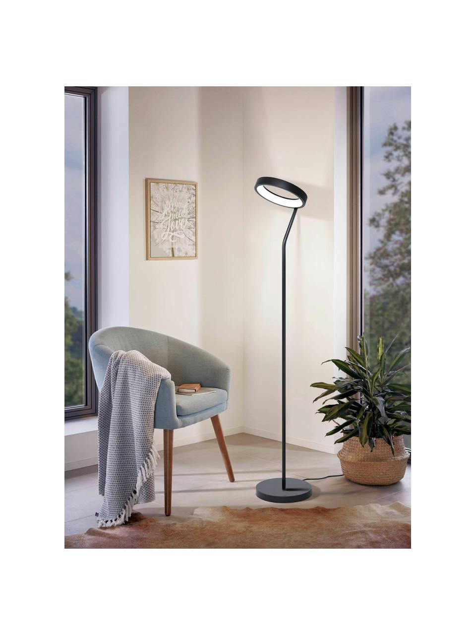 Dimbare LED leeslamp Marghera, Lampenkap: gecoat staal, Diffuser: kunststof, Zwart, B 31 cm x H 169 cm