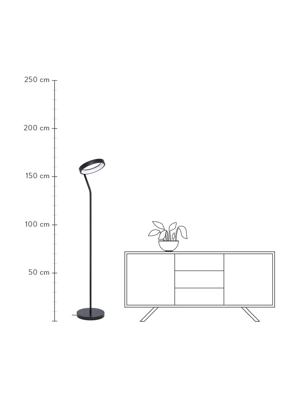 Dimbare LED leeslamp Marghera, Lampenkap: gecoat staal, Diffuser: kunststof, Zwart, B 31 cm x H 169 cm