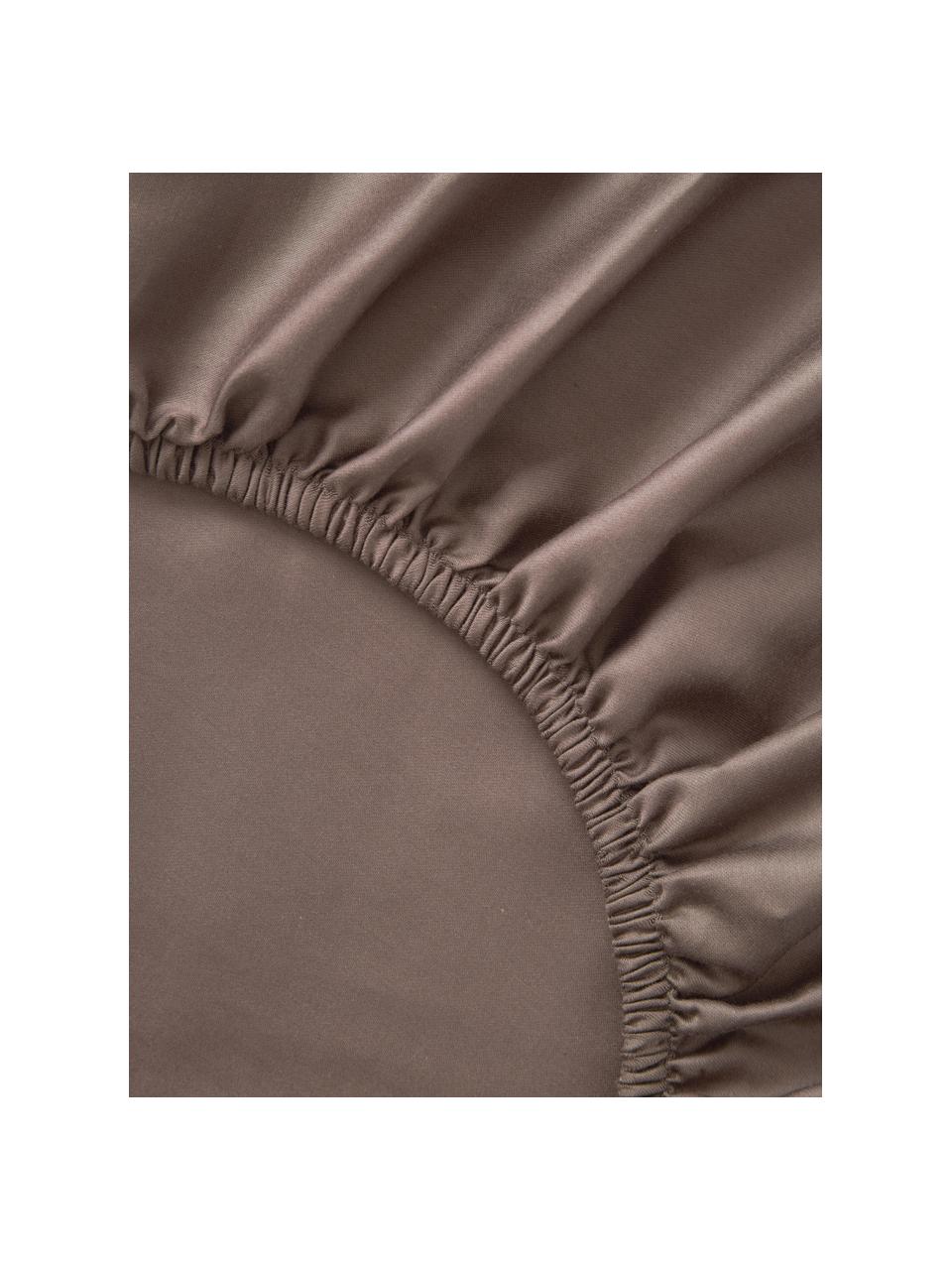 Sábana bajera de satén Comfort, Marrón oscuro, Cama 90 cm (90 x 200 x 25 cm)